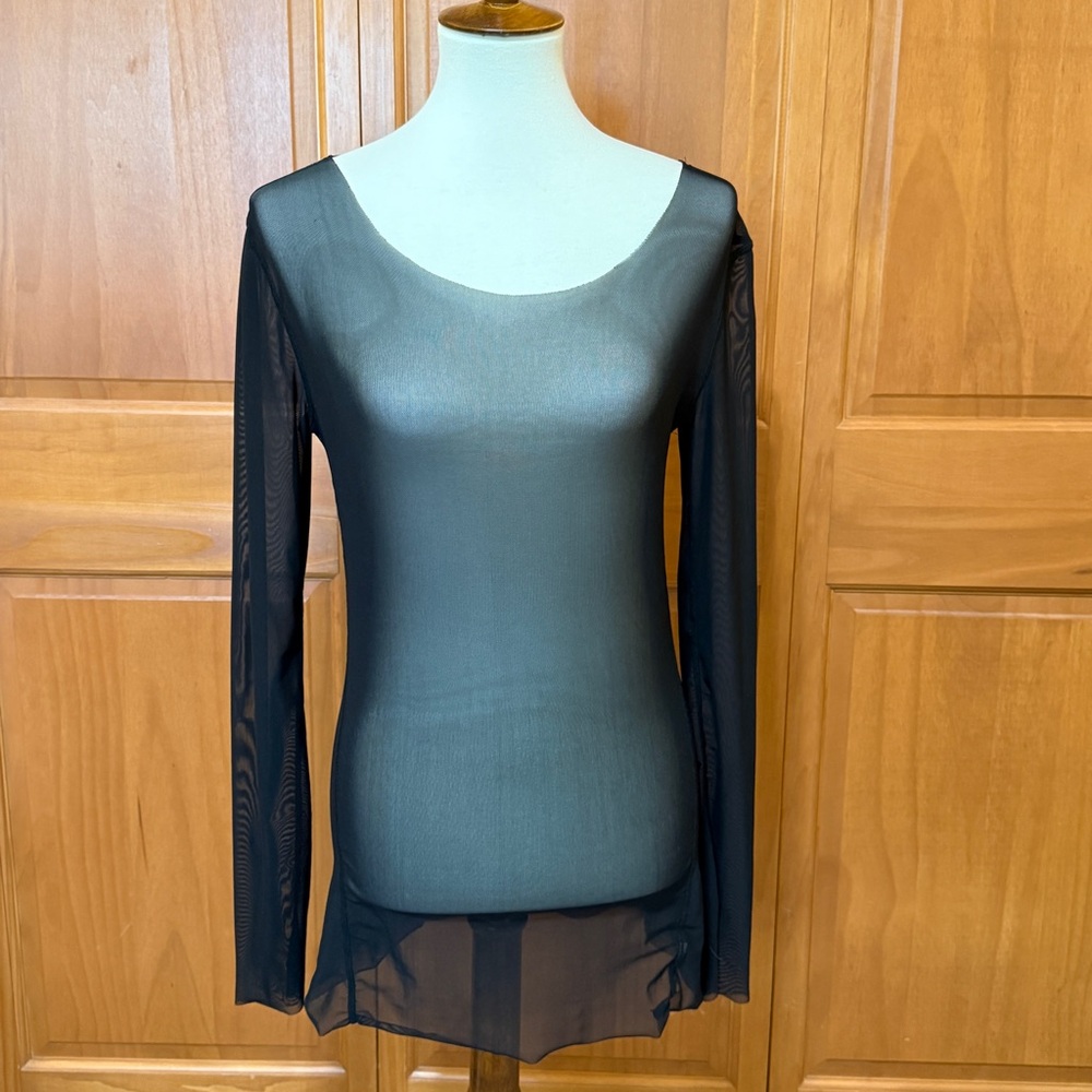 Kiragrace Black Mesh Long Sleeve Top